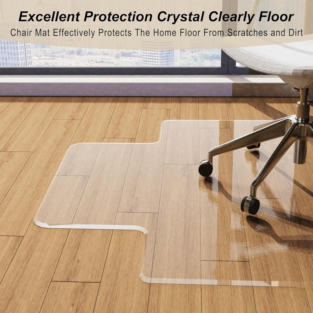 Beveled Edge Irregular Office Chair Mat with Lip for Carpet or Hardwood Floor Crystal Clear 48" x 60" Smooth Glide and Easy Roll On/Off, Heavy Duty and Non-Slip Pad Floor Chair Mat with Lip