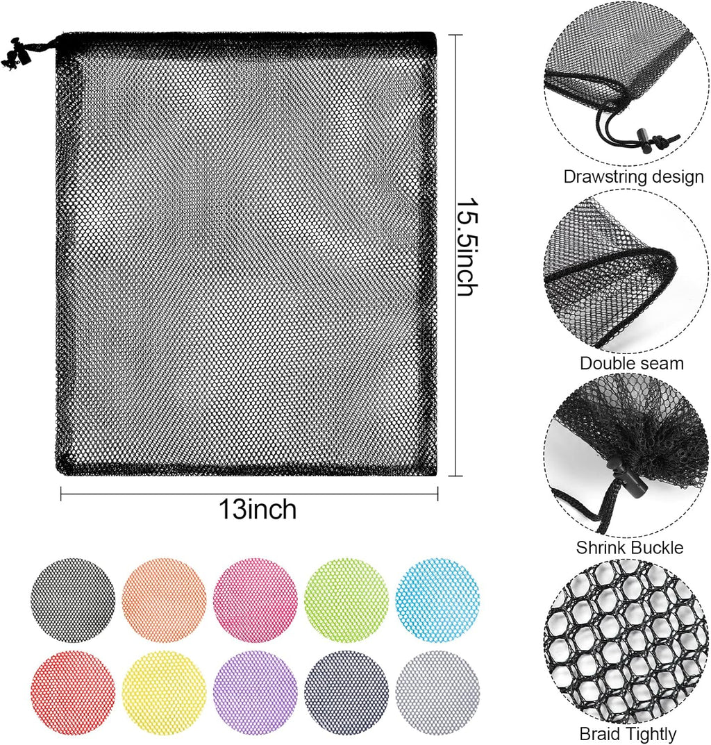 13"X15.5" 100Pcs Mesh Laundry Drawstring Bag Nylon Drawstring Gym Bag with Cord Lock Closure
