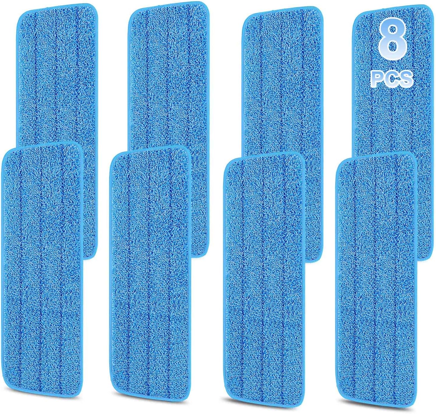 8 Pack 16.5 inch Reusable Mop Pads Microfiber Spray Mop Replacement Heads for Wet/Dry Mops Compatible with Bona Floor Care System