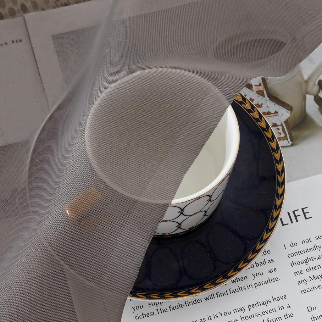 Chyhomenyc Chocolate Brown Sheer Curtains 30 inch Length 2 Panels, Light Filtering Voile Rod Pocket Short Window Curtians for Bathroom Living Room Farmhouse Small Windows, 42Wx30L inches