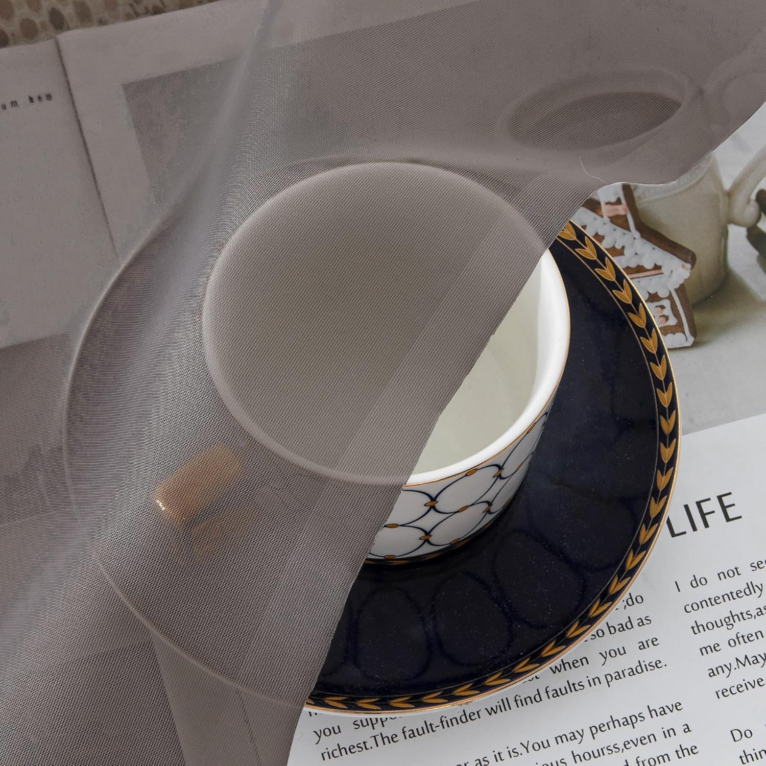 Chyhomenyc Chocolate Brown Sheer Curtains 30 inch Length 2 Panels, Light Filtering Voile Rod Pocket Short Window Curtians for Bathroom Living Room Farmhouse Small Windows, 42Wx30L inches