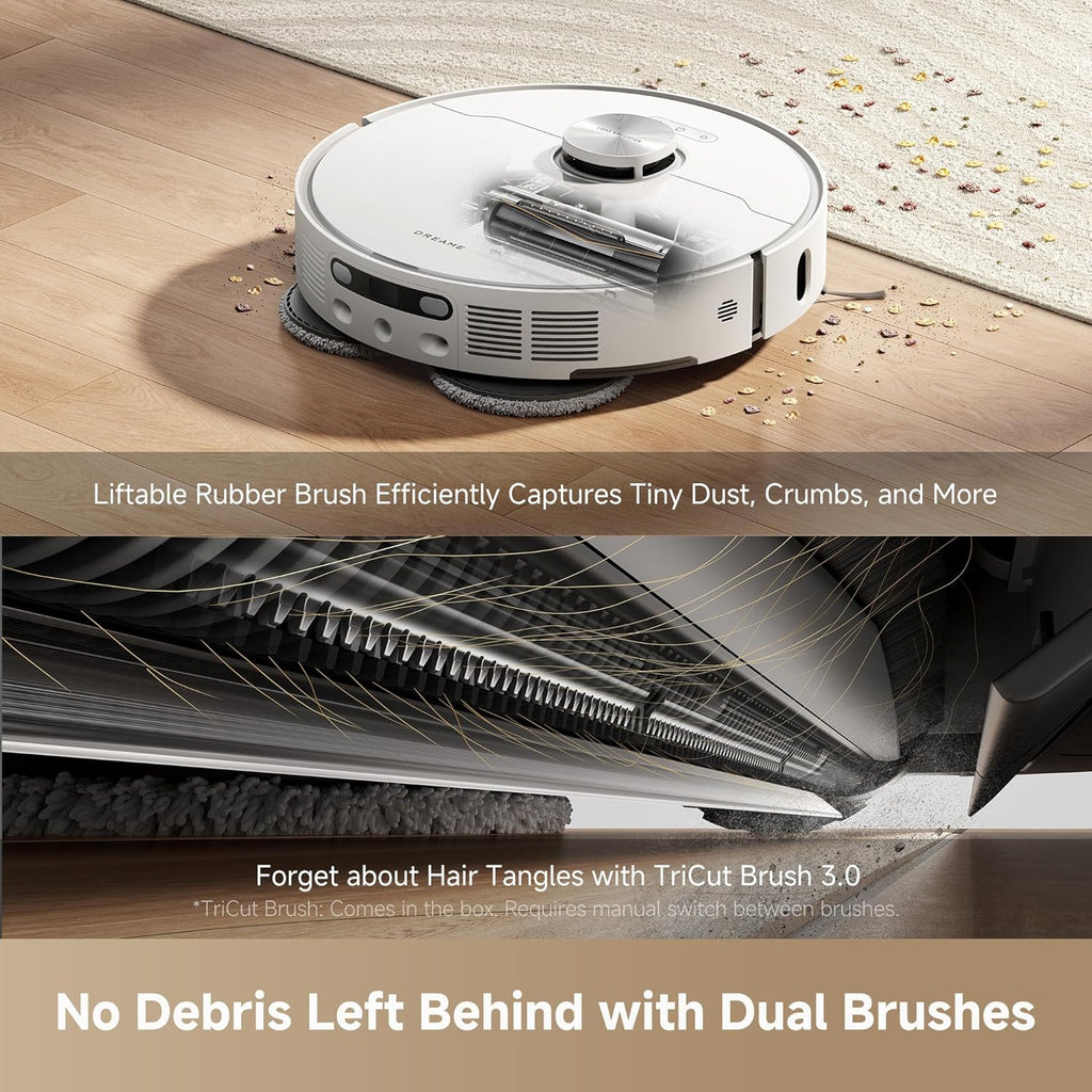 DREAME L40s Ultra AE Robot Vacuum and Mop Combo, 19,000Pa Suction, Self Emptying Dust Box, Flexible Mop & 167℉ Self Cleaning Washboard, Diverse Brush Selection, All-in-One Station, Auto Refill