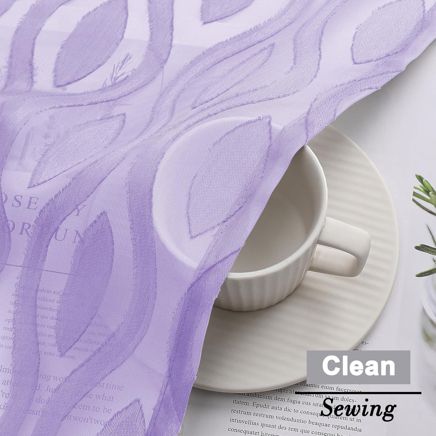 Aiyufeng Light Purple Sheer Curtains 72 Inches Long 2 Panels Set, Elegant Light Filtering Transparent Curtain Draperies for Bedroom Living Room, Classic Clip Wavy Line Door Curtains, 40Wx72L Inch