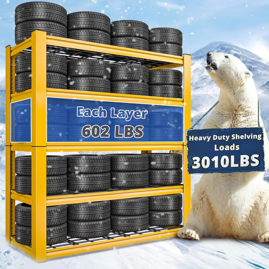 REIBII 72''H Garage Shelving 3010 LBS Storage Shelves Adjustable Metal Shelving 5 Tier Metal Shelves for Storage Industrial Shelf for Kitchen Pantry Warehouse Basement 72" HX35.5 WX16 D