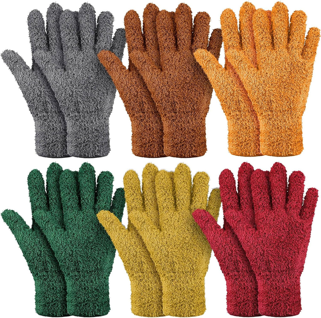 Bencailor 6 Pairs Microfiber Dusting Gloves, Dusting Cleaning Gloves Microfiber Gloves for Plants House Blinds Car Dust Mitt (Vintage Color,Medium)