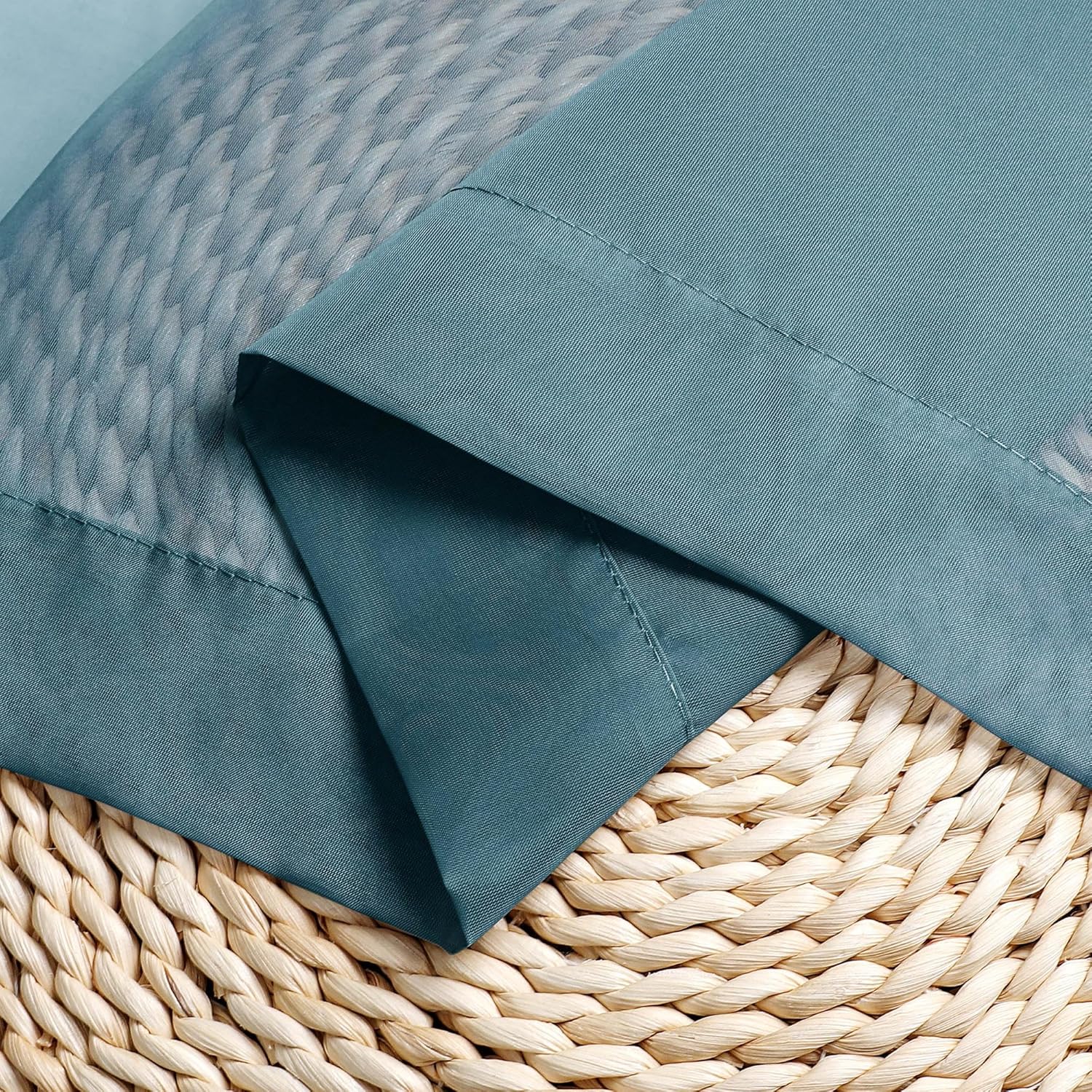 Chyhomenyc Sheer Curtains 63 Inch Length 2 Panels, Light Filtering Rod Pocket Window Sheer Curtain Drapes for Bedroom Living Room, 42Wx63L, 2 Panels, Stone Blue