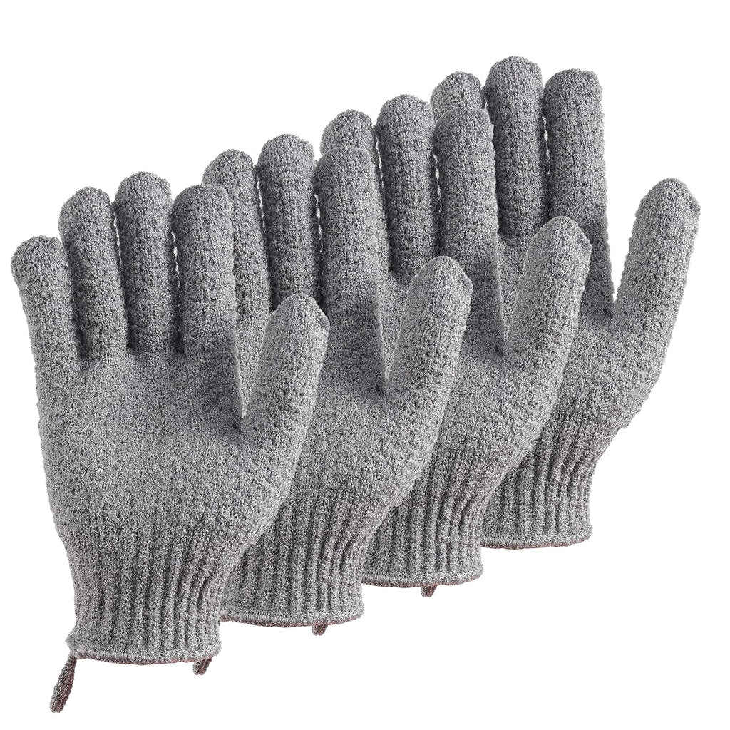 Bath Exfoliating Gloves - 2 Pairs of Lengthened and Large Scrubbing Gloves for Shower, Spa, and Massage - Perfect for Exfoliating Body, Face, Hands, and Feet(2 paris gary)