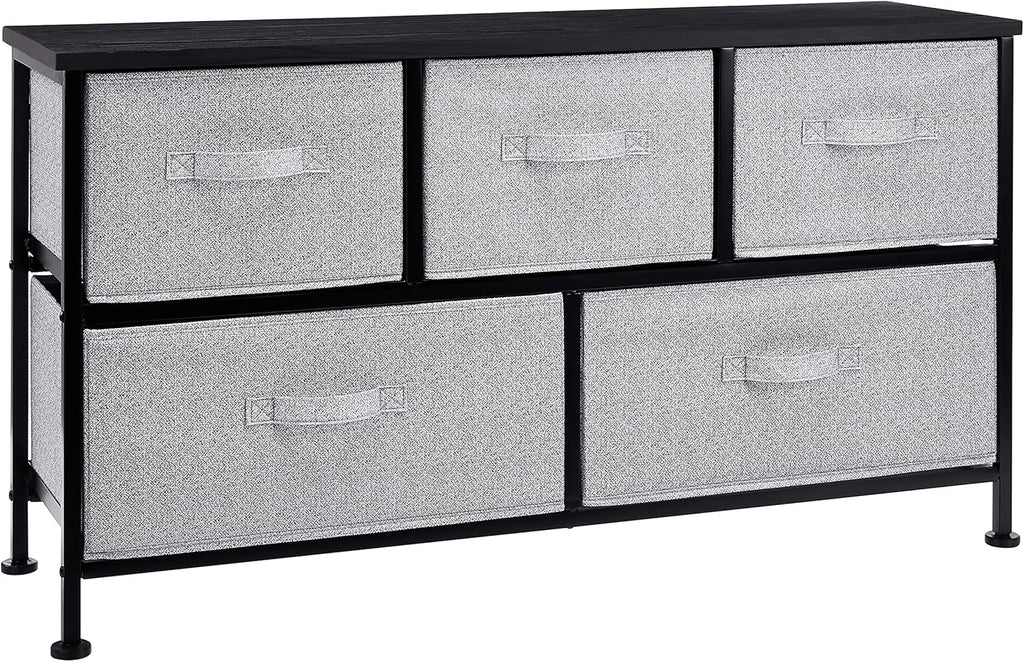 Amazon Basics Extra Wide Fabric 5-Drawer Storage Organizer Unit for Closet, Black