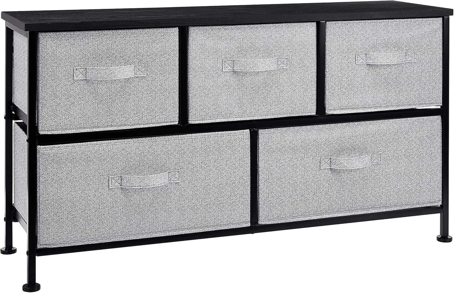 Amazon Basics Extra Wide Fabric 5-Drawer Storage Organizer Unit for Closet, Black