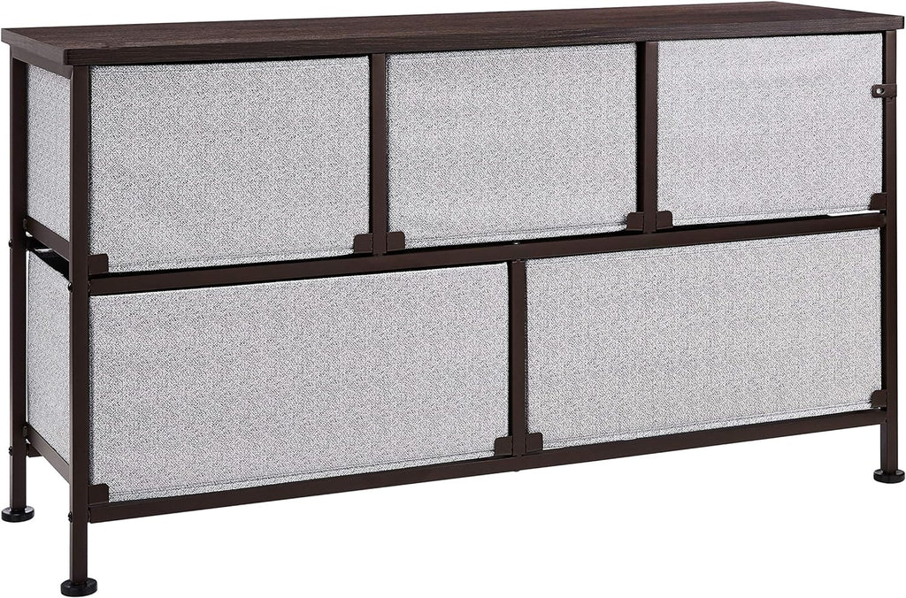 Amazon Basics Extra Wide Fabric 5-Drawer Storage Organizer Unit for Closet, Bronze