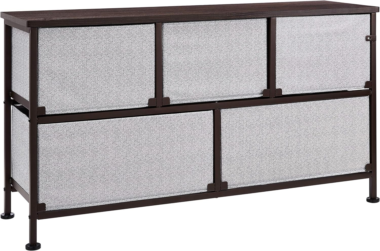 Amazon Basics Extra Wide Fabric 5-Drawer Storage Organizer Unit for Closet, Bronze