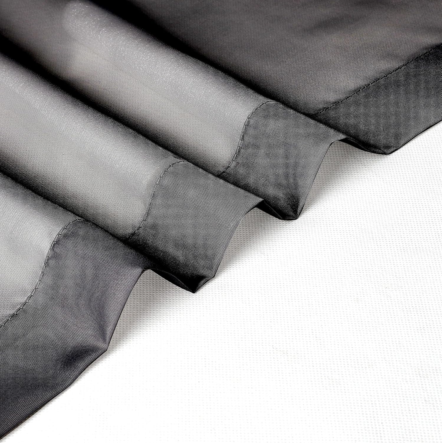 Chyhomenyc Black Sheer Valances for Windows 2 Pack, 42W x 14L Inches Small Window Curtains for Living Room Bathroom Cafe Laundry Basement, Elegant Top Dual Rod Pocket Voile Curtain