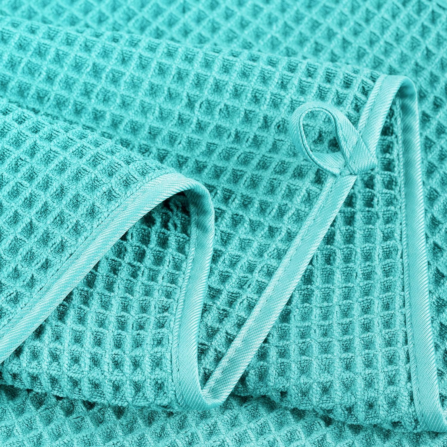 POLYTE Microfiber Oversize Quick Dry Lint Free Bath Towel, 60 x 30 in, 4 Pack (Waffle Weave)