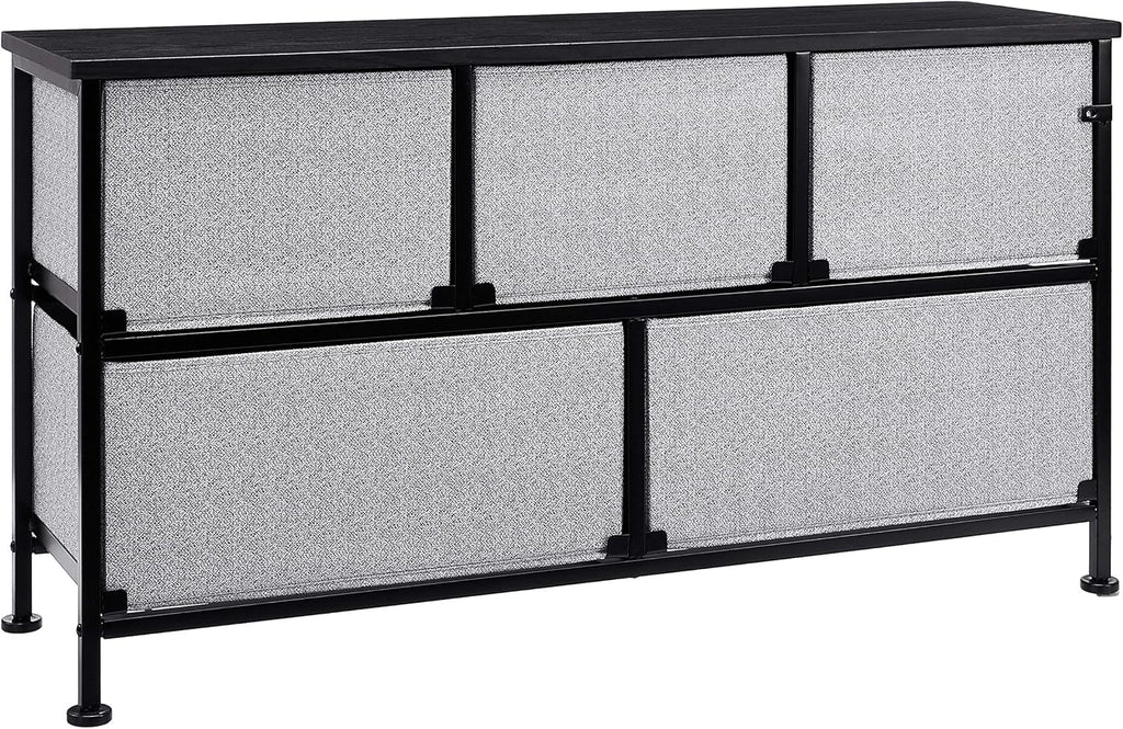 Amazon Basics Extra Wide Fabric 5-Drawer Storage Organizer Unit for Closet, Black